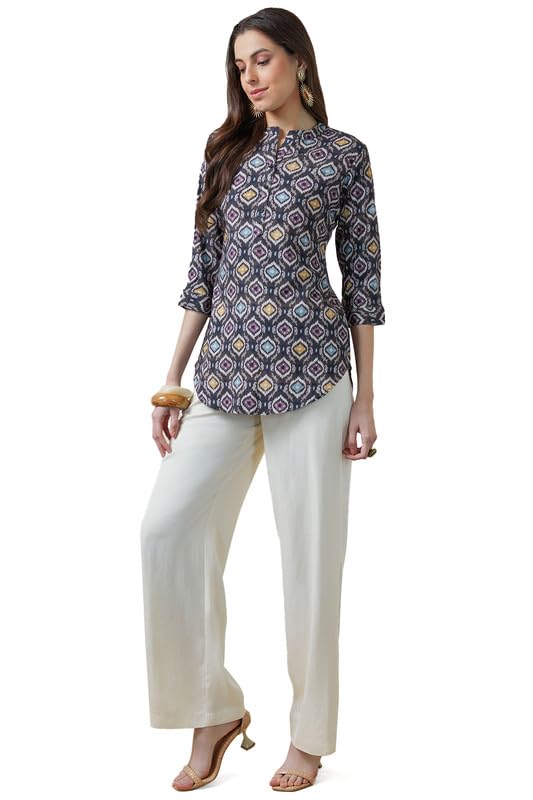 Soch Womens Charcoal Spandex Abstract Print Tunic