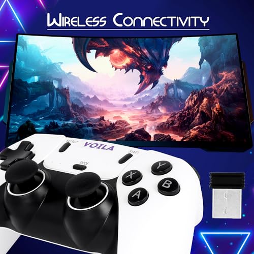 VOILA M22 v2.5 Retro Gaming Console 64GB – Plug & Play HDMI TV Stick with 30,000+ Classic Video Games, Dual Wireless Controllers, 1080P HD Output – Compatible with TV & Monitor – CE, ROHS & BIS Certified