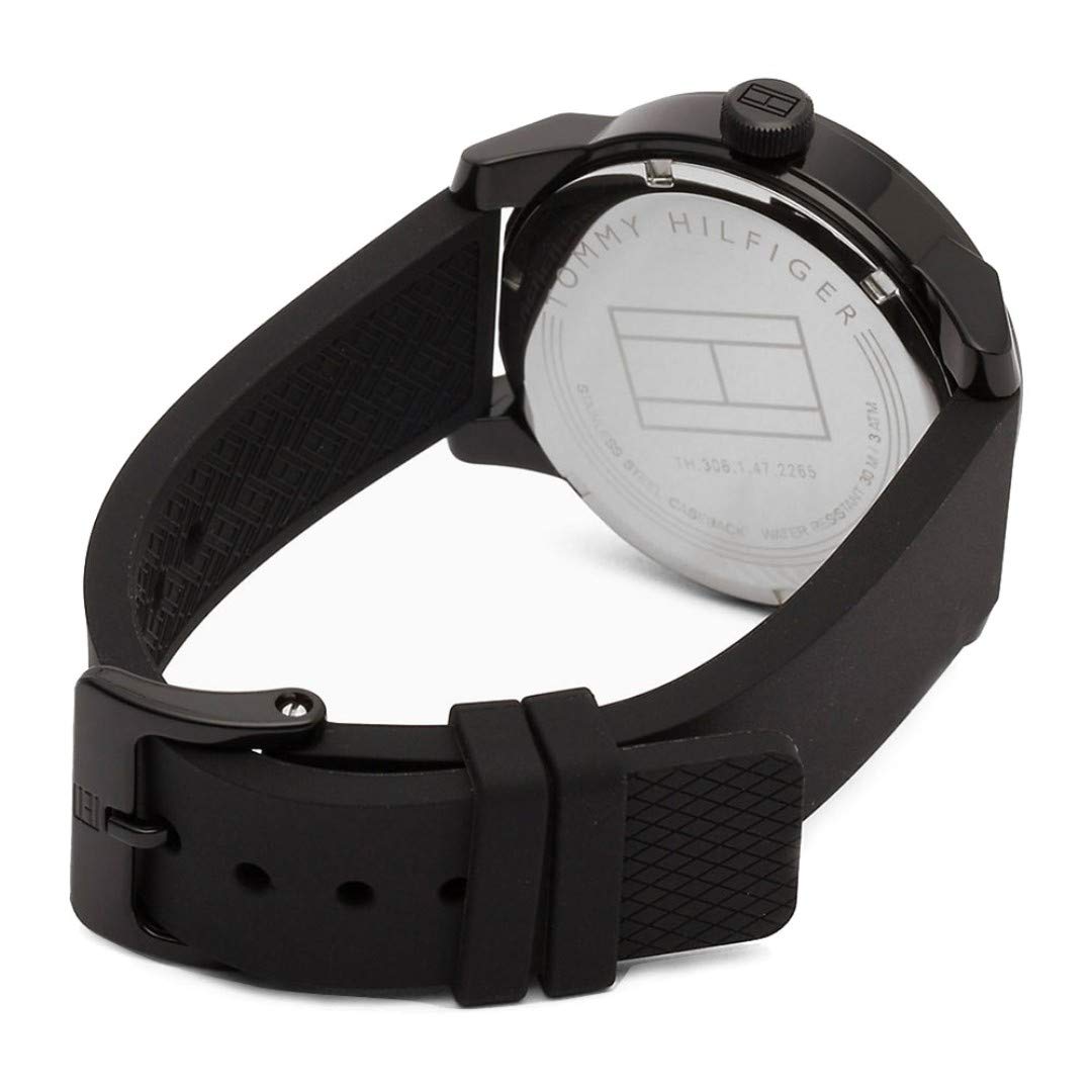 Tommy Hilfiger Quartz Analog Black Dial Silicone Strap Watch for Men-NETH1791382