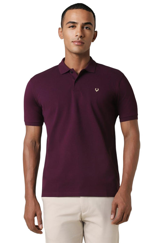 Allen Solly Men's Regular Fit T-Shirt (ASKPGRGFM01348_Purple_S