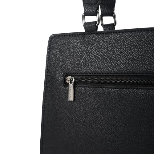 Fastrack Casual Satchel Bag with Top Zipper for Girls, Medium Size with Detachable Sling and Handheld Handles, Made with Premium Faux Leather, Black