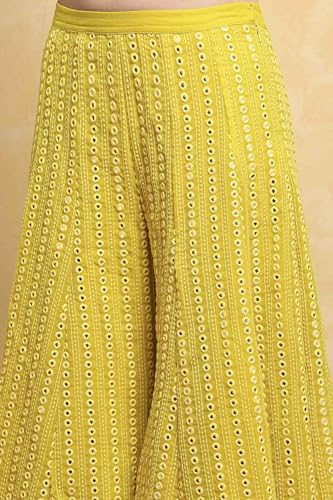 Biba Girls Yellow Polyester Dyed Straight Sharara Suit Set_16-17Y