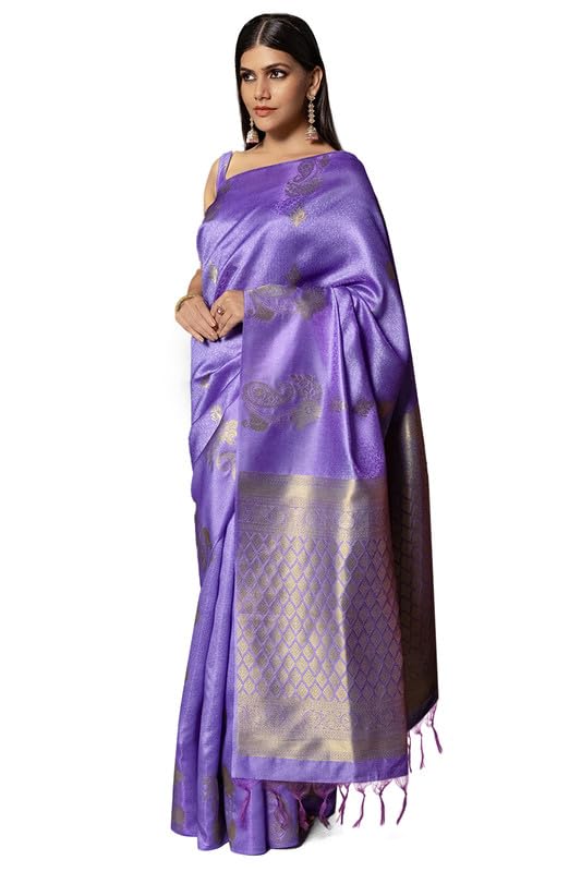 Soch Womens Indigo Tussar Zari Woven Saree With Tassels