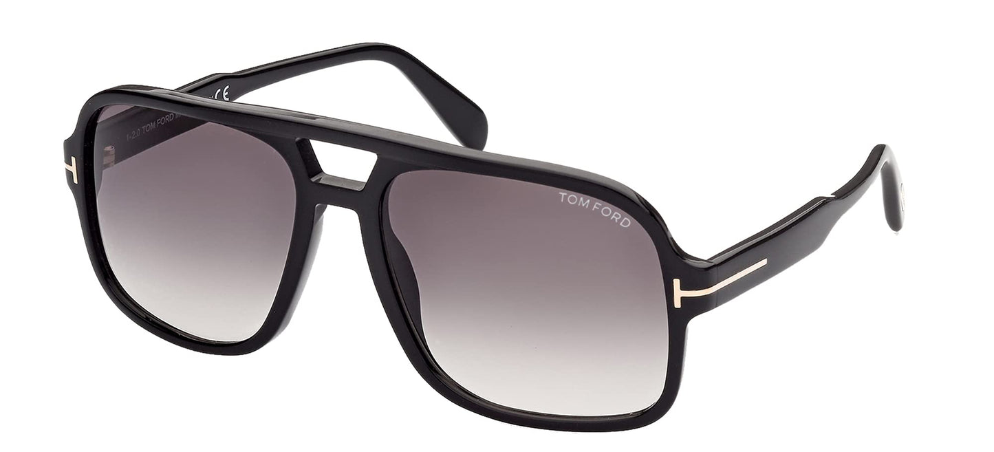 Tom Ford FALCONER-02 FT0884 Shiny Black/Grey Shaded 60/18/140 unisex Sunglasses, Shiny Black, 60/18/140