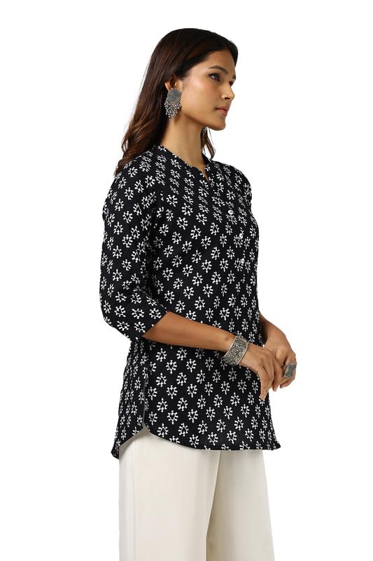 Soch Womens Black Cotton Abstract Print Tunic