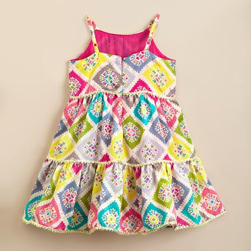 Hopscotch Girls Multi Sleeveless Lace Embellished Kurta And Dhoti For Ages(5-6 Years)