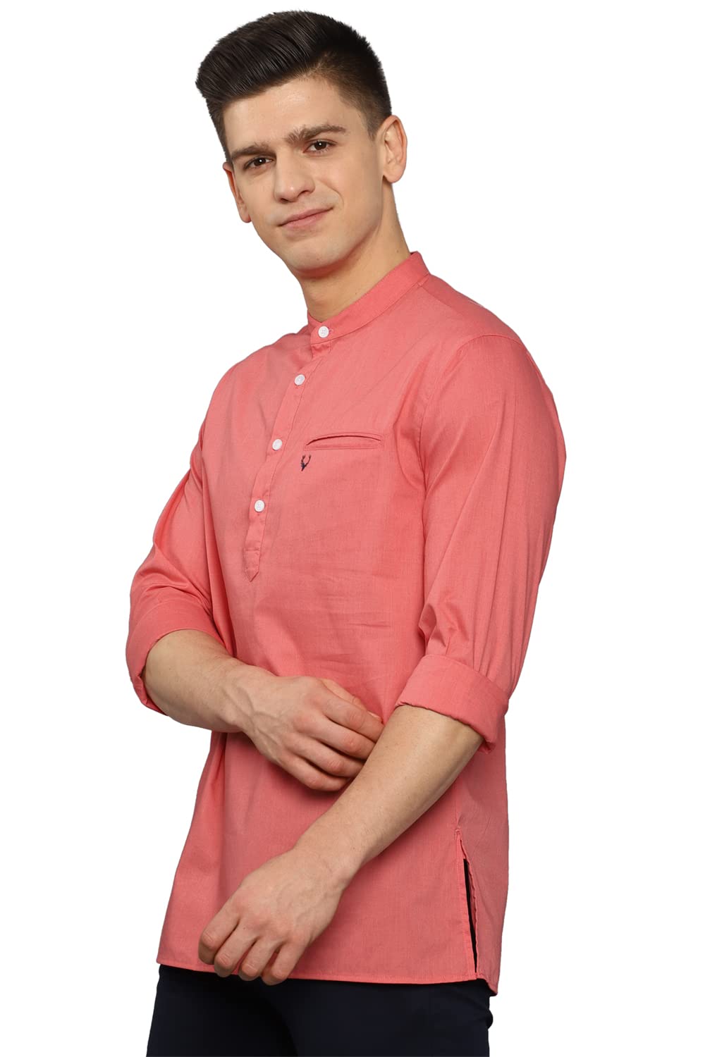 Allen Solly Men's Full Sleeves Short Kurta (ASKUQSTBN12389_Pink_38)