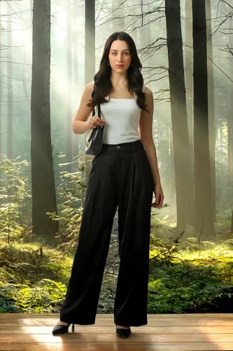 Van Heusen Women's Regular Casual Pants (VWTPFRGF952684_Black