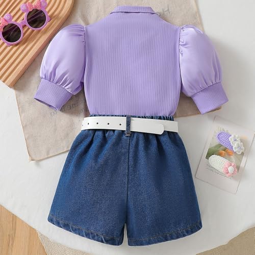 Hopscotch Girls Short Sleeves Graphic Print Lavender Color Short set (2-3 Years)