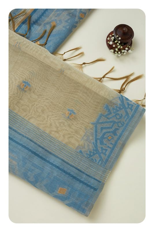 Soch Womens Blue Polyester Jamdani Dupatta