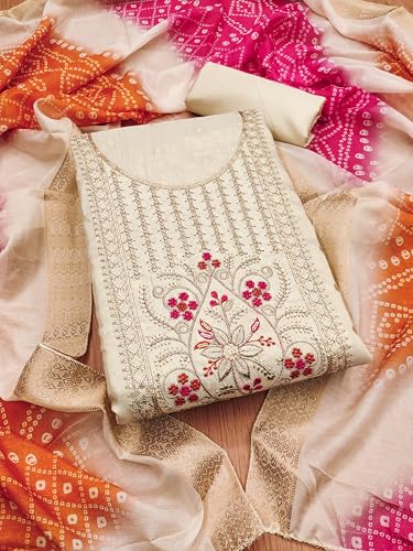 Leeli Peeri Designer Women's Simmer Jacquard Embroidery Work Unstitched Salwar Suit Dress Material