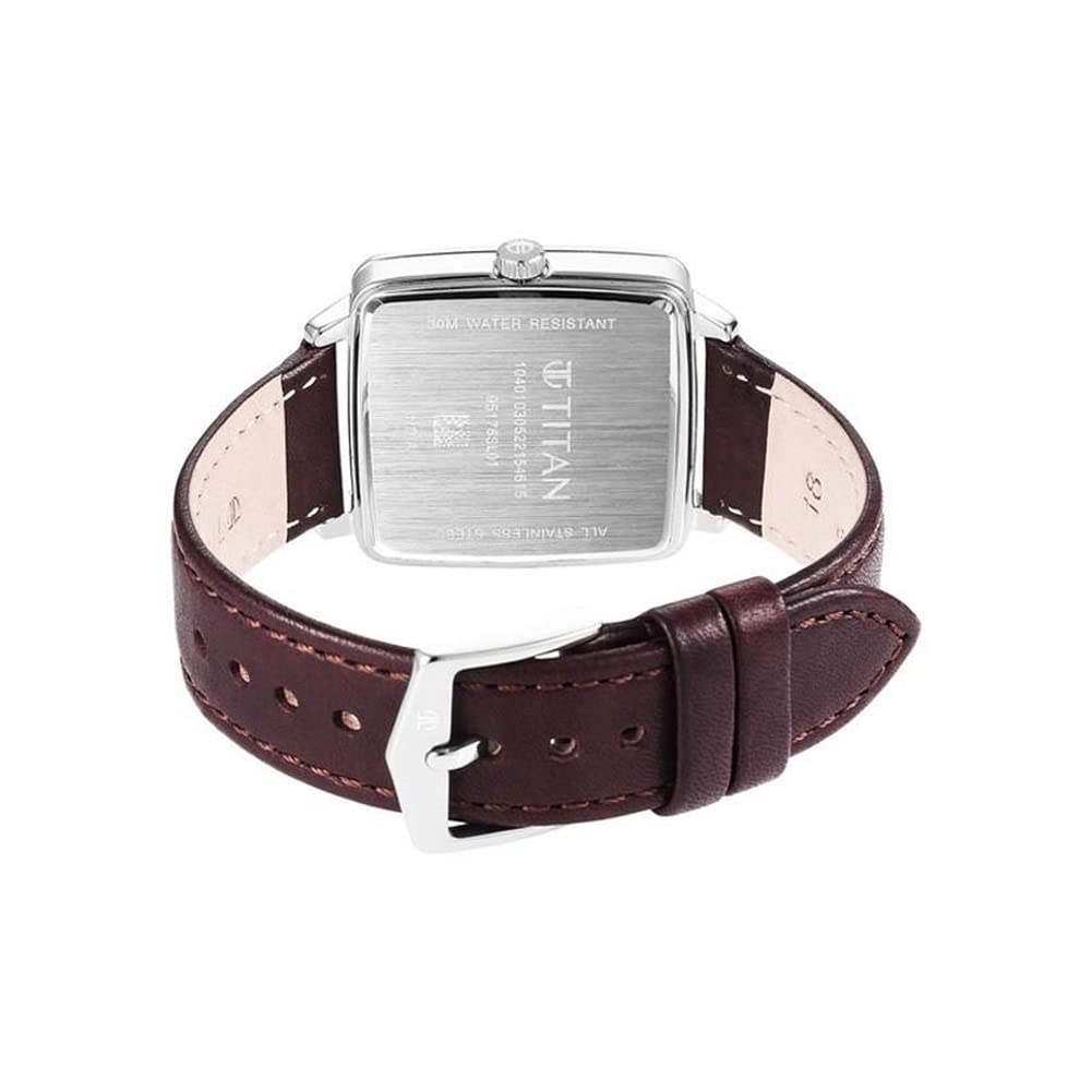 Titan Womens 31 x 8.85 x 32 mm Avant Garde Analog Silver Leather Rectangular - 95176SL01