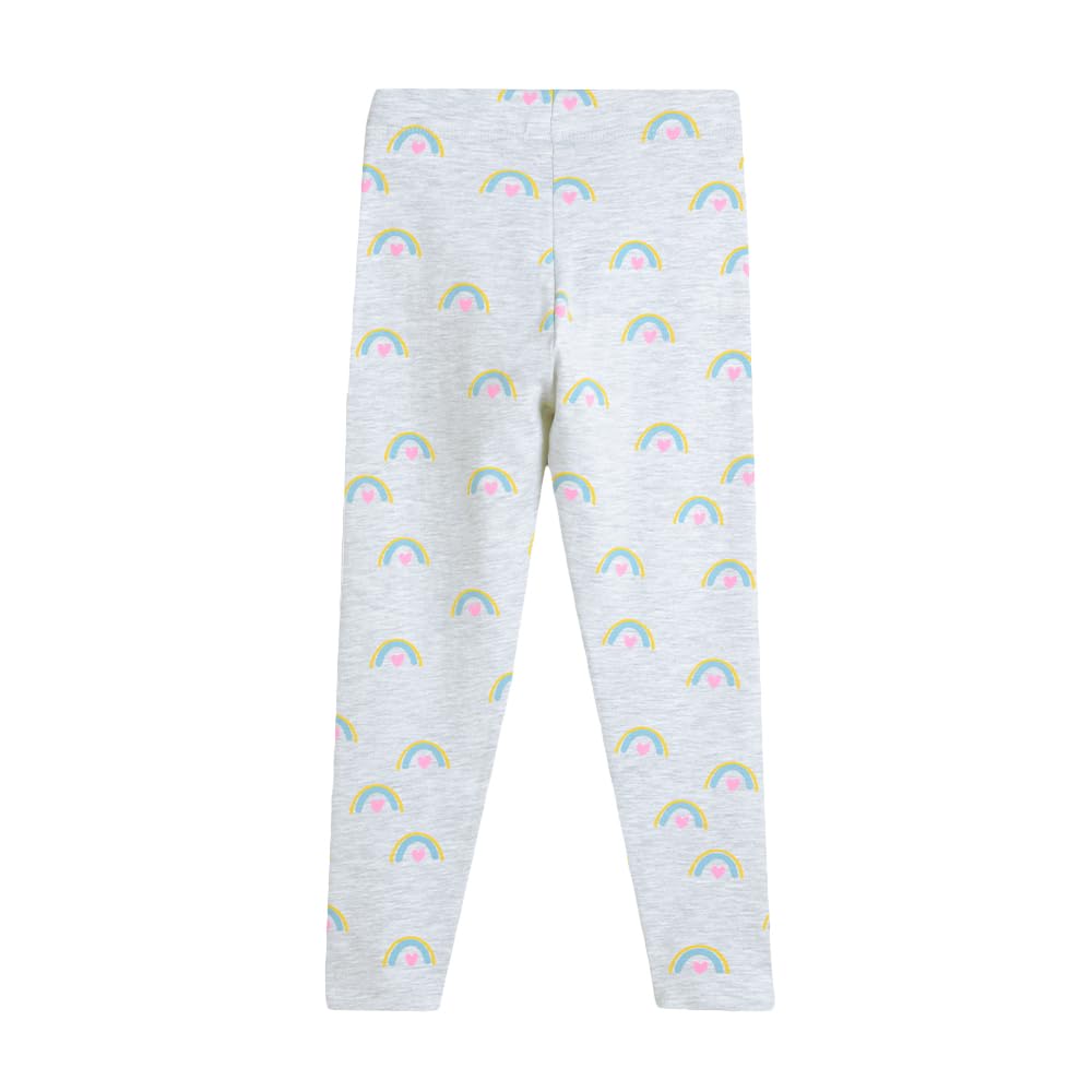 Hopscotch Girls Slim Fit Printed Leggings in Grey Color For Ages (4-5 Years)