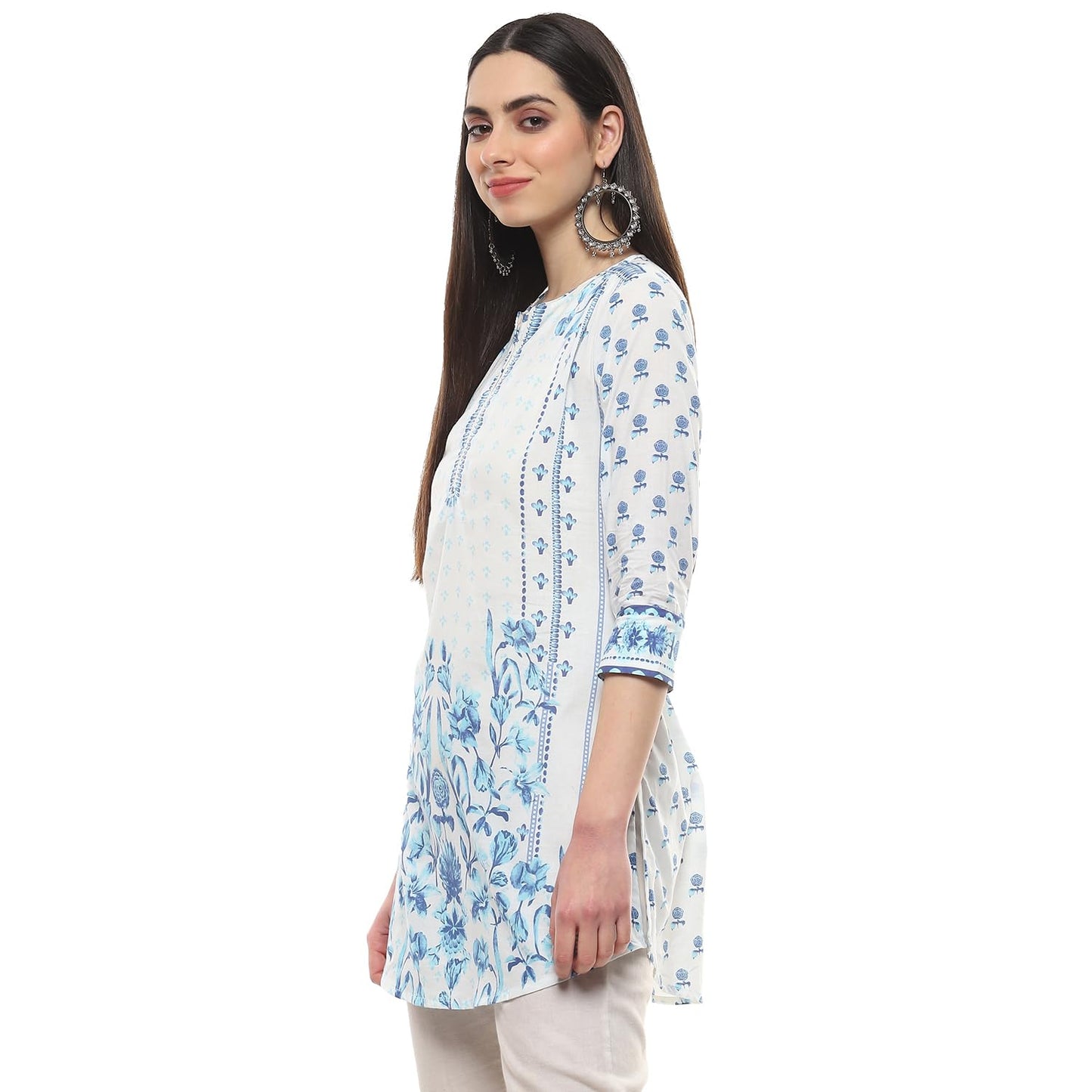 BIBA Women Cotton Printed Regular Fit Short_Kurta Mix and Match(Summer Staples Collection20265_White_36)