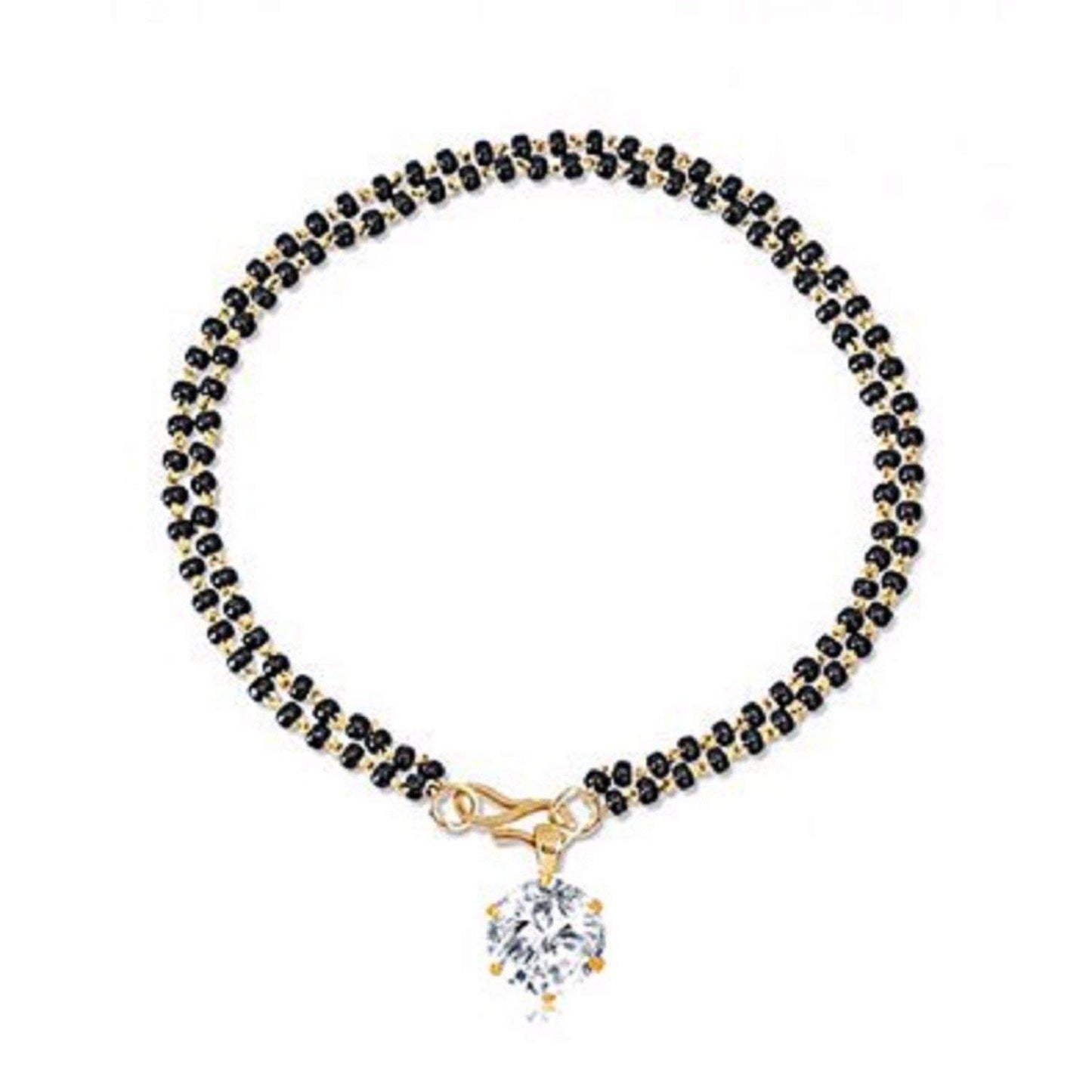 A-One Collection Black Gold Plated Round Hand Bracelet Bangle Style Mangalsutra for Women