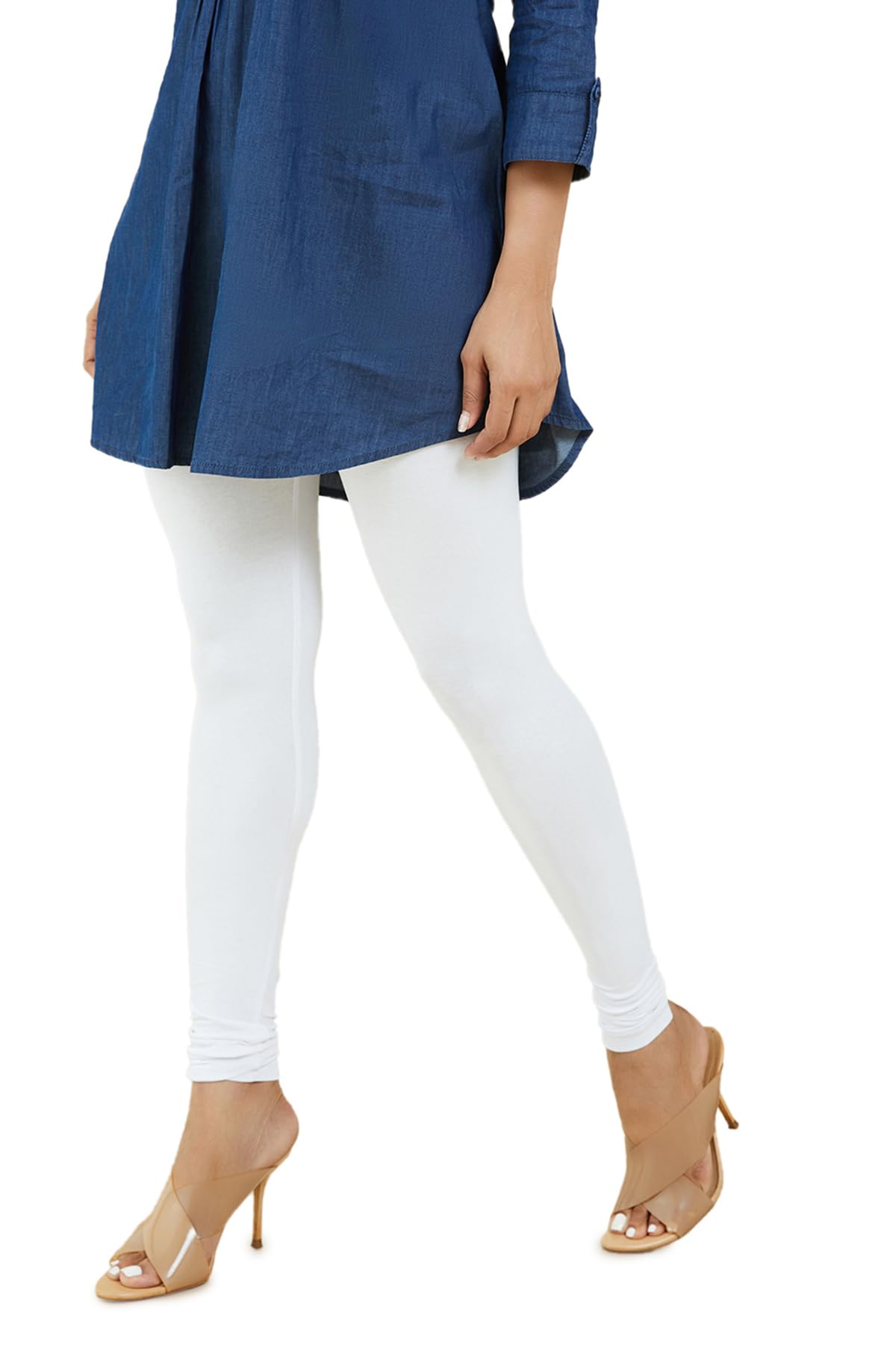 Soch White Cotton Solid Chudi