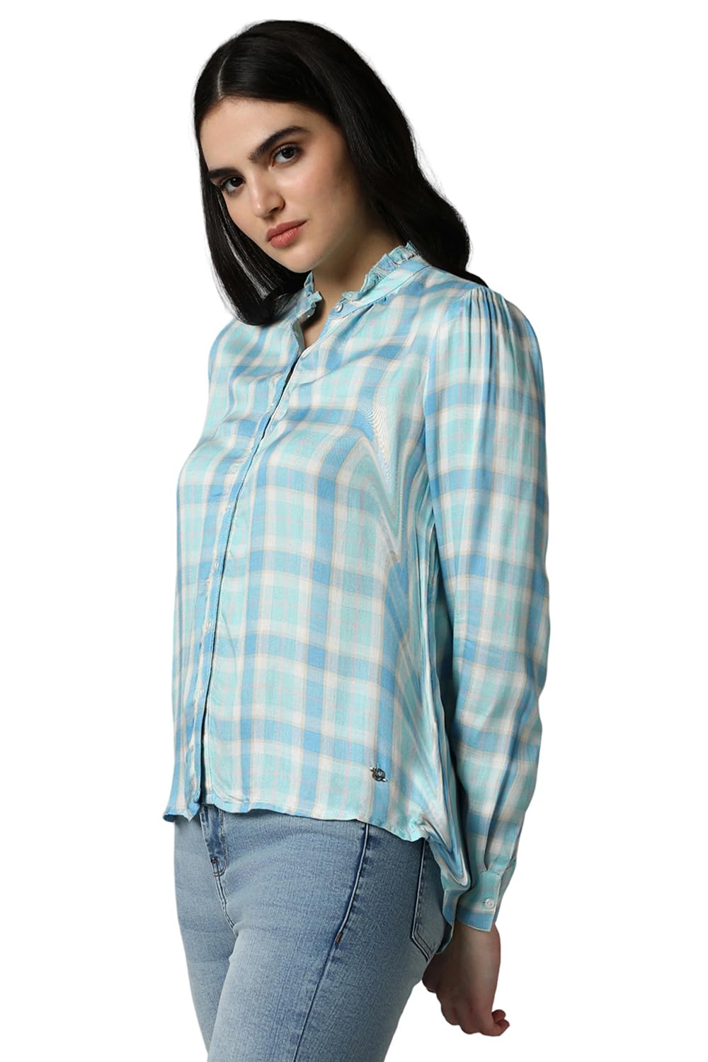 Allen Solly Women's Regular Fit Shirt (AHTSCRGFK29597_Blue