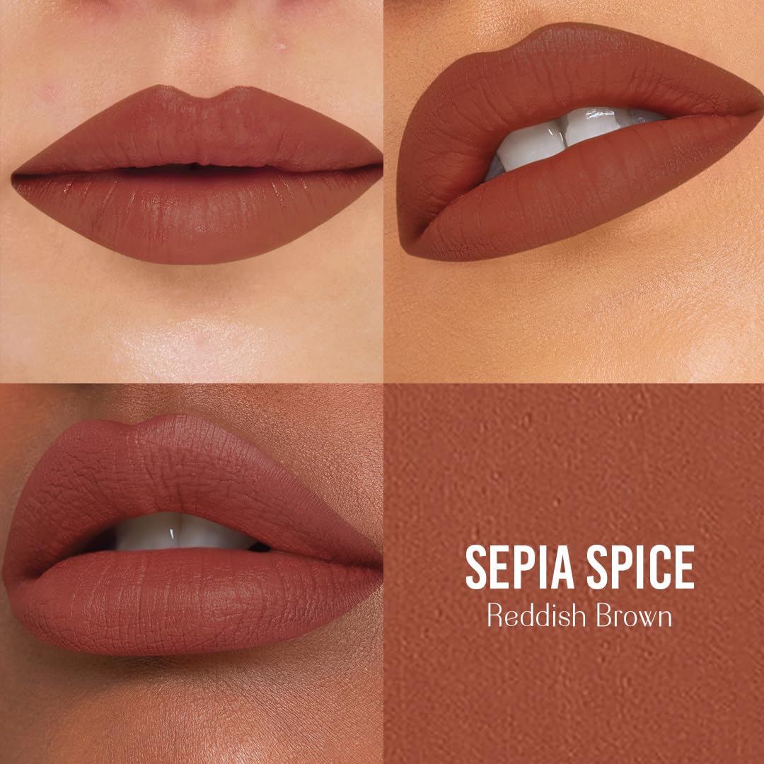 LoveChild Masaba Ultra Matte Reddish Brown Lipstick, Long Lasting Upto 6Hrs, Transfer-Proof, Hydrating & Nourishing Nude Bullet Lipsticks For Women, Sepia Spice, 4.5g
