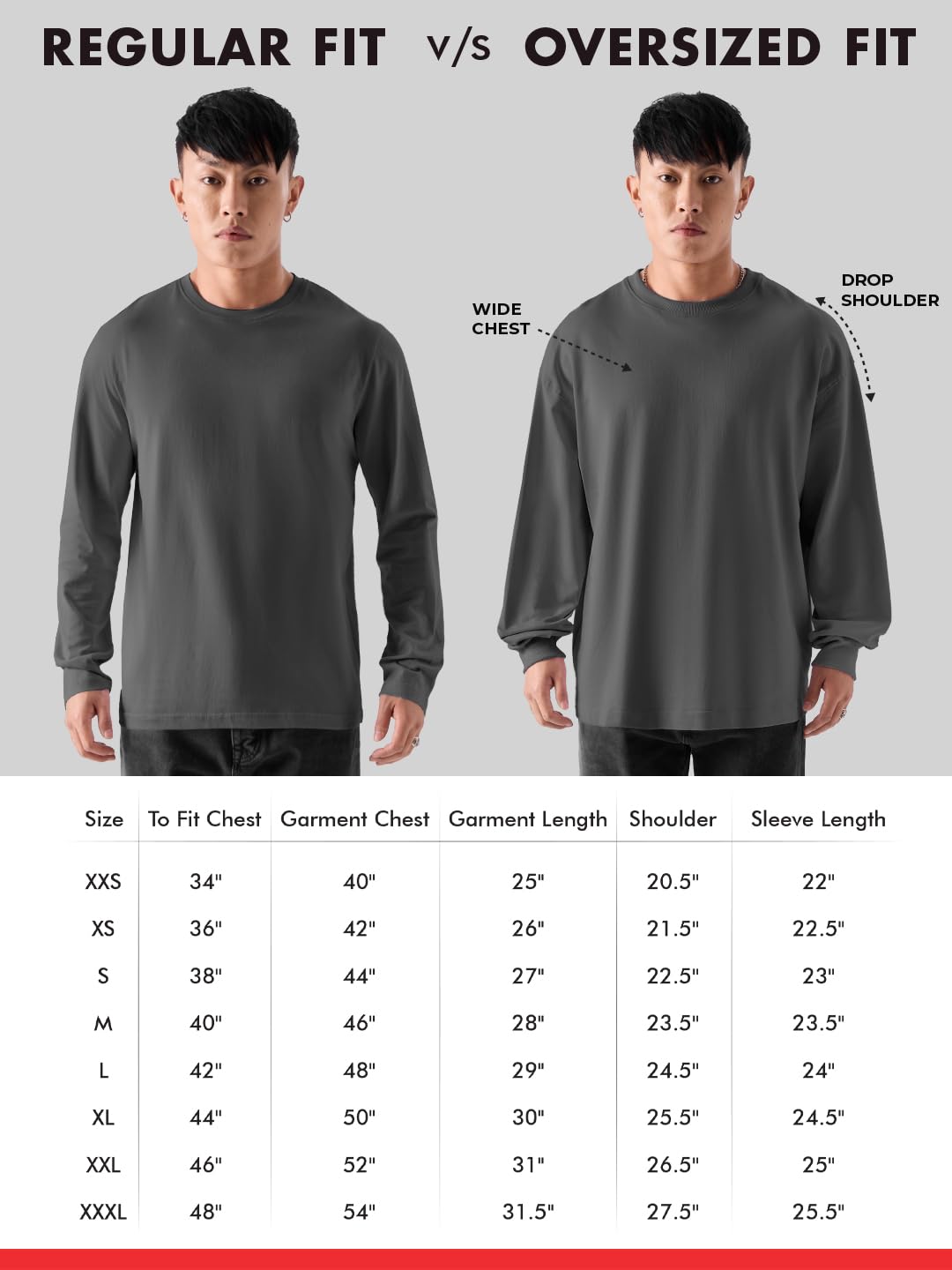The Souled Store Solids: Sage Green Men and Boys Round Neck Oversized Fit Full Sleeve T-Shirts Oversized Men's T-Shirts Solid Basic Tees Casual Fashion Relaxed Fit Full Sleeves Round Neck Block