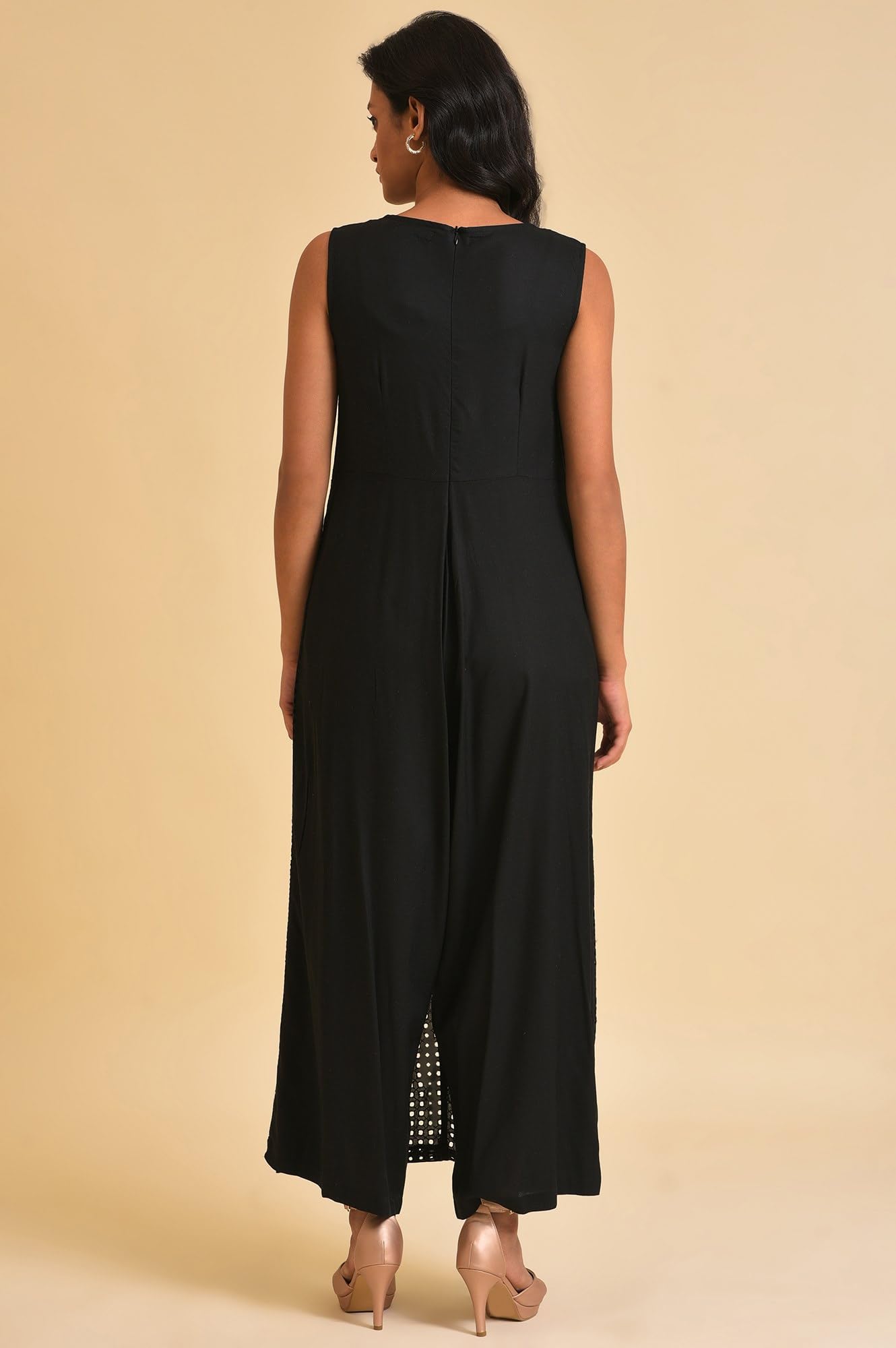 W for Woman Black Schiffli Jumpsuit_18