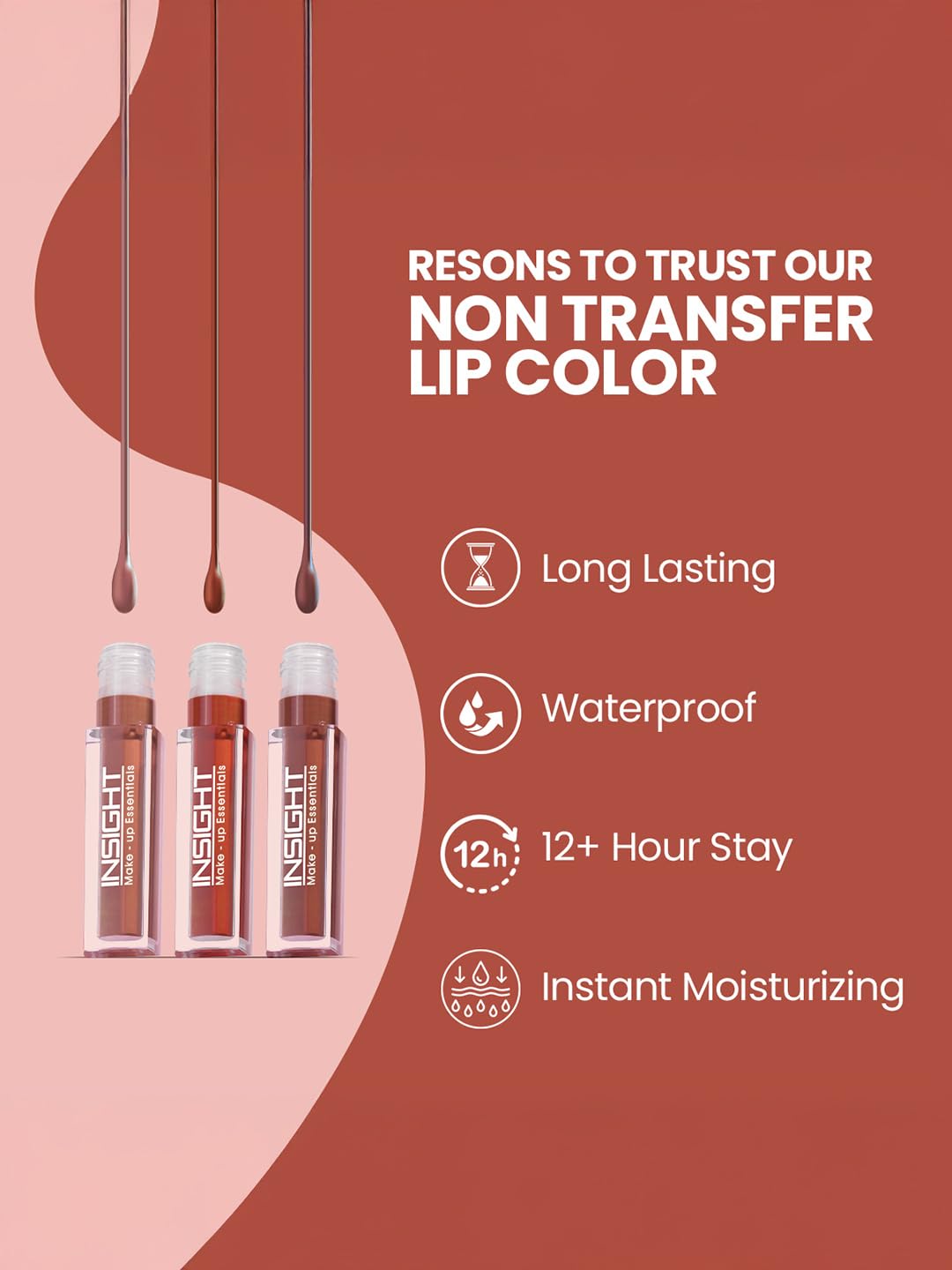 INSIGHT Non Transfer Liquid Lipstick Kit - Nudes (Pack of 3) | Waterproof | Matte Finish | Transfer & Smudge Proof | Lightweight | 12 Hr Wear| Highly Pigmented 12 g