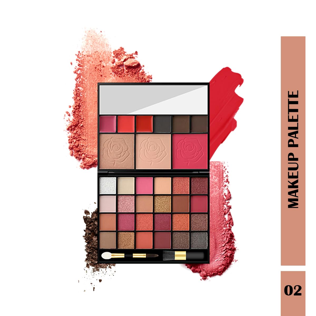 Maliao 24 Eyeshadow 1 Blush 1 Highlighter 1 Contour 3 Cream Lip Gloss 3 Eyebrow Powder Makeup Palette | All-in-One Makeup Kit | Highly Pigmented | Long-Lasting & Versatile | Perfect for Face & Eye Looks | Travel-Friendly, 55g (1)