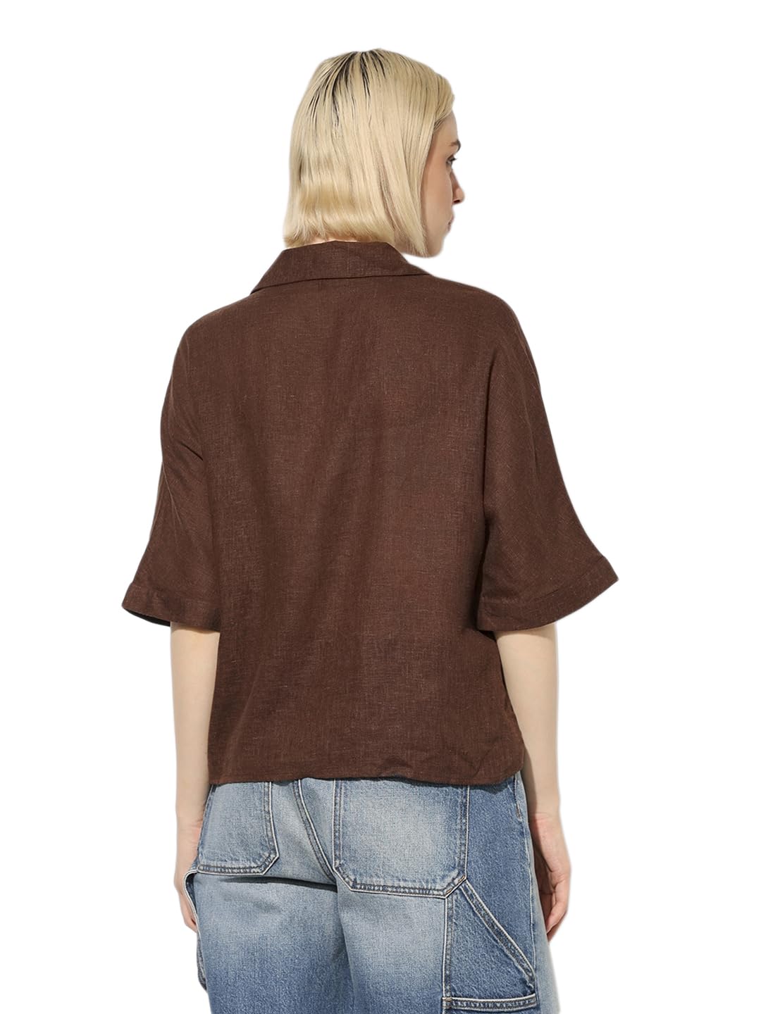 ONLY Spread Collar Extended Sleeves Pocket Oversized Shirt