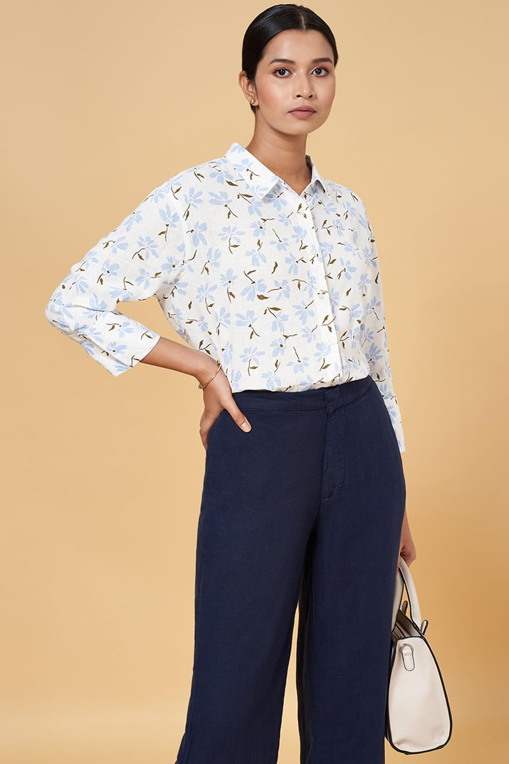 Annabelle by Pantaloons Women's Comfort Fit Shirts (110135586004_White