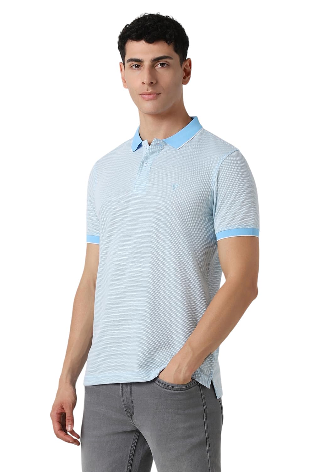 Van Heusen Men's Regular Fit T-Shirt (VSKPURGPN94136_Aqua XL)