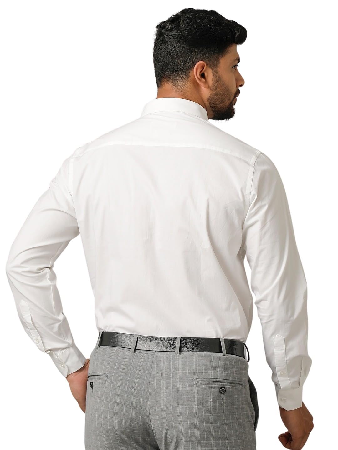 RAMRAJ COTTON Men White Full Sleeves Shirt(White;42)