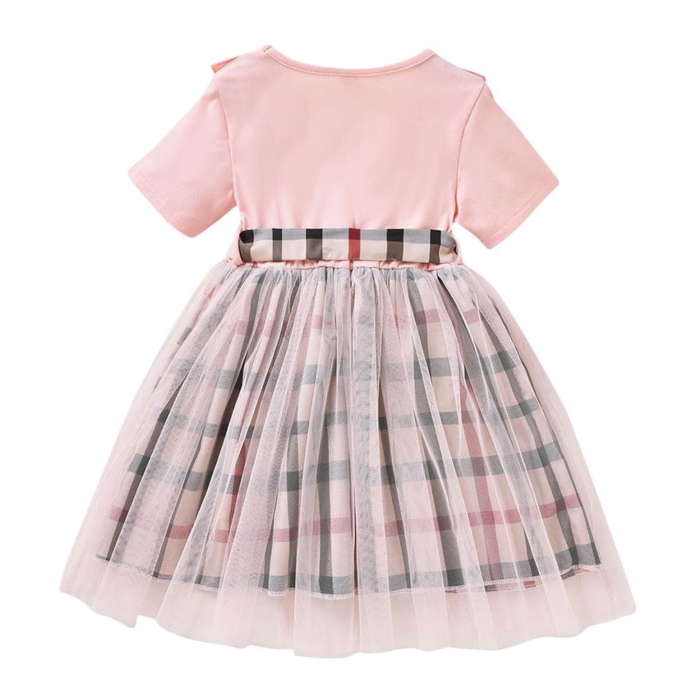 Hopscotch Girls Cotton And Polyester Checkered Casual Dress in Pink Color For Ages 3-4 Years (GOE-4079314)