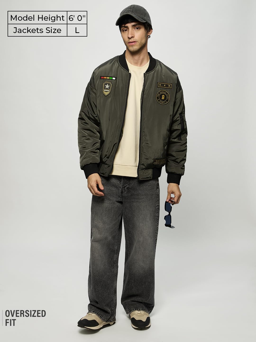 The Souled Store Bomber Jacket : Souled Army Men and Boys Long Sleeve Polyester Puffer Jackets