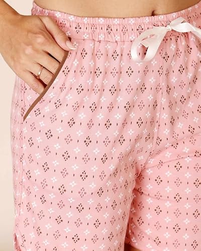BODYCARE Women's Cotton Printed T-Shirt and Shorts Set | Soft & Breathable Nightwear | Short Sleeves | Loungewear Co-Ord Set | BSSS17021_100 Multicolour