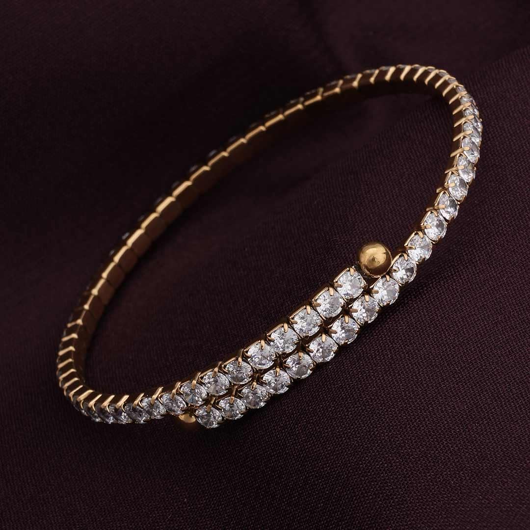 PALMONAS Sparkling Bangle Bracelet for Womens - Waterproof & Anti-Tarnish