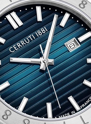 Cerruti 1881 Filiano Analog Watch For Men Sapphire Coated Flat Glass And Stainless Steel Bracelet 42mm Water Resistant 5 ATM, Silver, bracelet