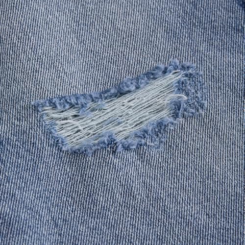 Hopscotch Girls Ripped Straight Fit Cotton Jeans in Blue Color for Age (9-10 Years)