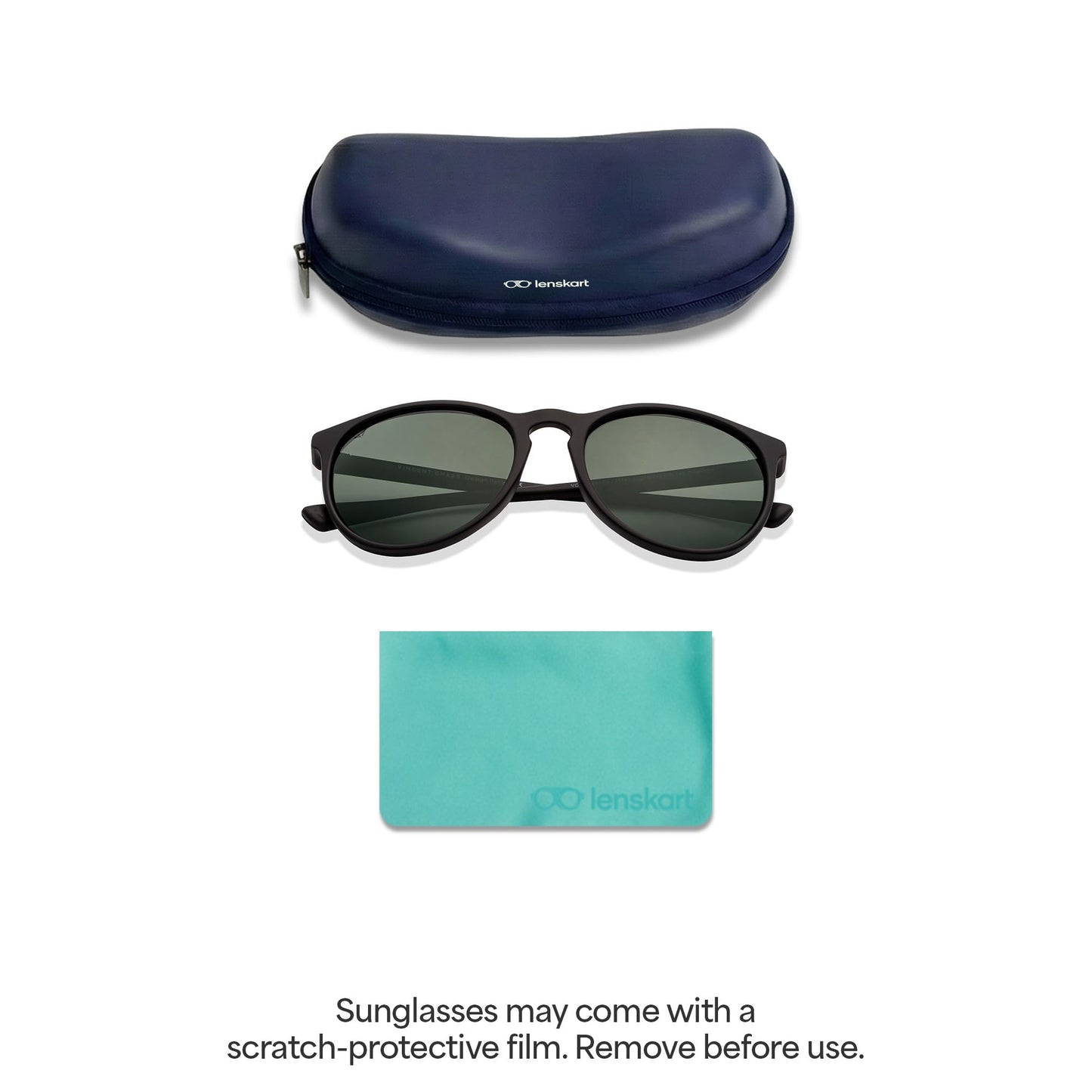 Vincent Chase By Lenskart | Black Full Rim Round | Polarized Stylish Sunglasses | 100% UV Protected | For Men & Women (Wide, VC S14460)