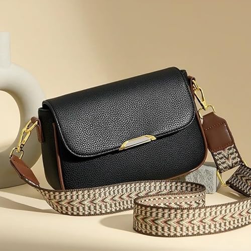 HaveGlam Travel Crossbody Crescent Bags for Women Over Shoulder Purse with Zipper | Leather Sling Bag for Girls | Small Pebble Flap Purse with Wide Adjustable Strap-Black
