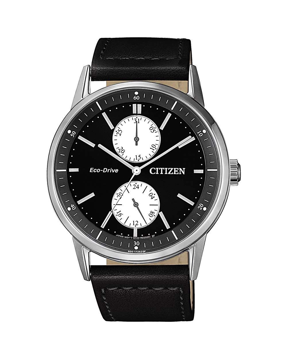 Citizen Eco-Drive Black Dial Black Leather Men's Watch BU3020-15E