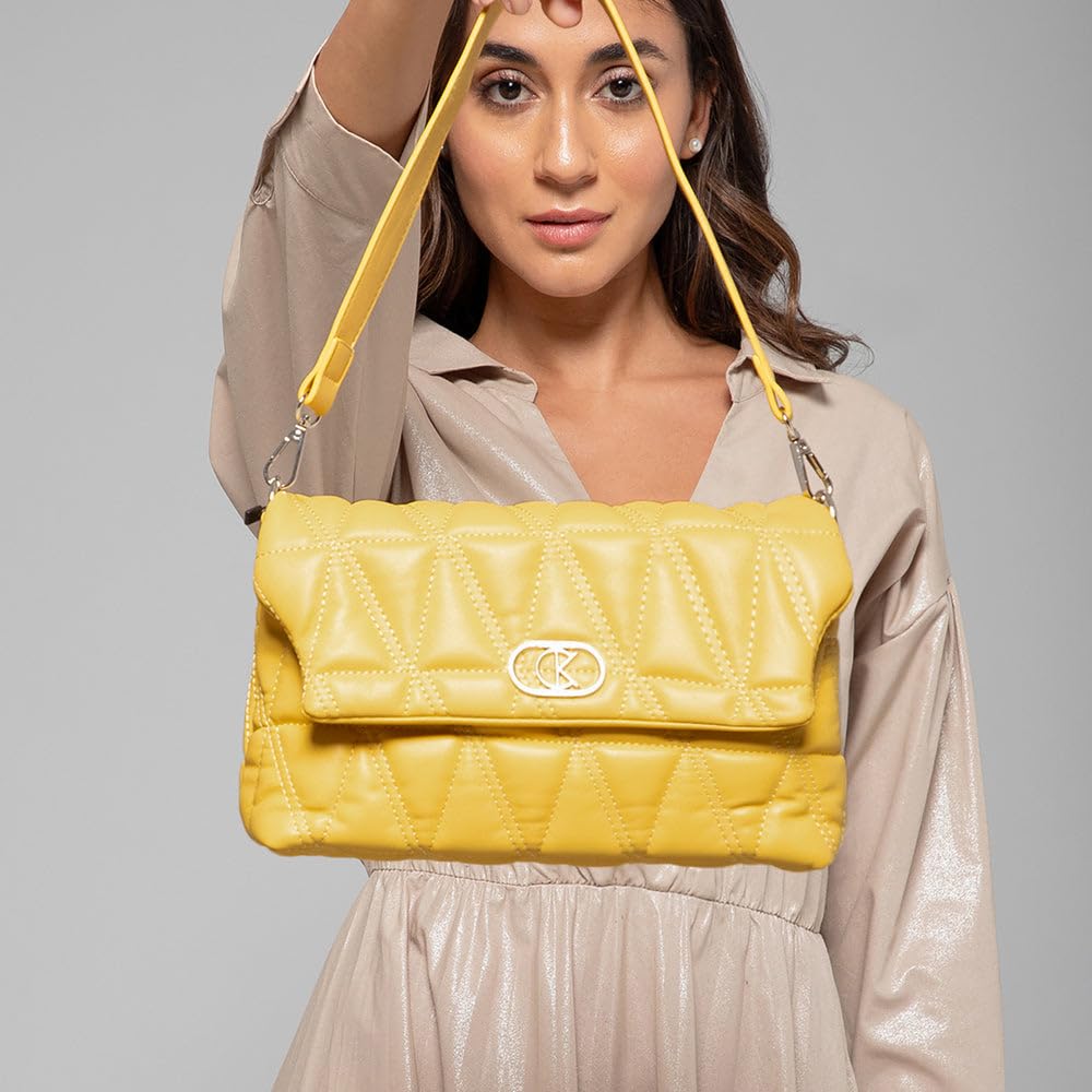 CUCKOOS LONDON Purse for Women Branded, Stylish Handbags for Women Trendy | Handbag for Woman Stylish Latest, Sling Bag for Woman | Branded Handbags for Ladies Latest - ELIZA, Yellow
