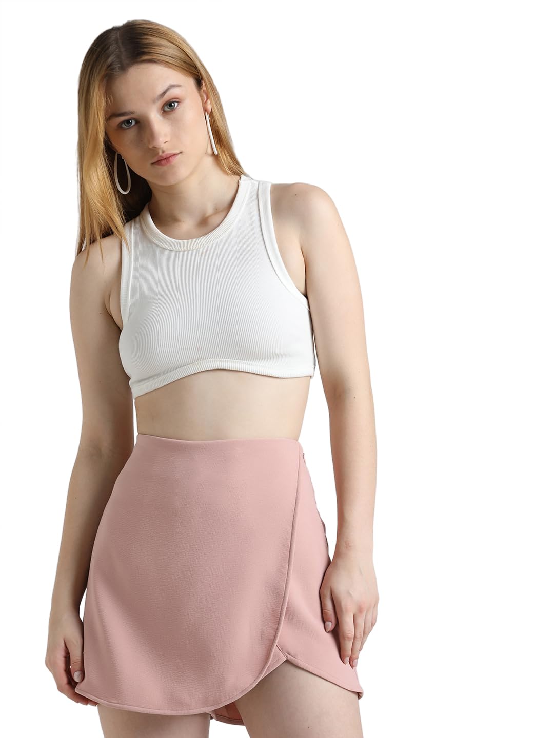 ONLY Pink High Rise Asymmetric Skorts