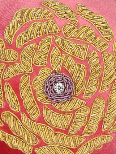 TOOBA Women's Synthetic Pink Rose Handicraft Beautiful Bling Box Clutch Bag for Wedding, Banquet, Gift Family, & Friends