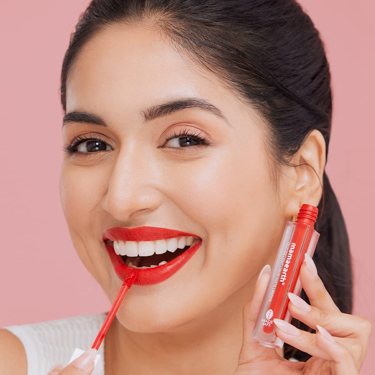 Mamaearth Feather Light Liquid Matte Lipstick with Coconut & Vitamin E for 16-Hour Long Stay (Weightless & Non-Drying) - 08 Red Cranberry - 3.5 ml