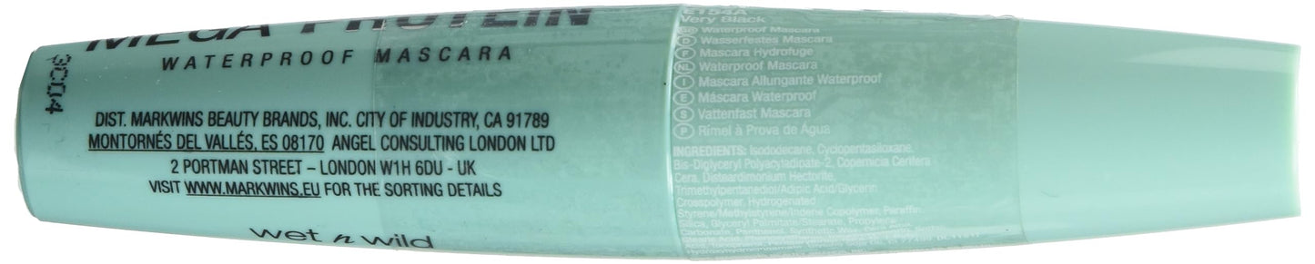 wet n wild Mega Protein Waterproof Mascara - Very Black, Black, 6 ml
