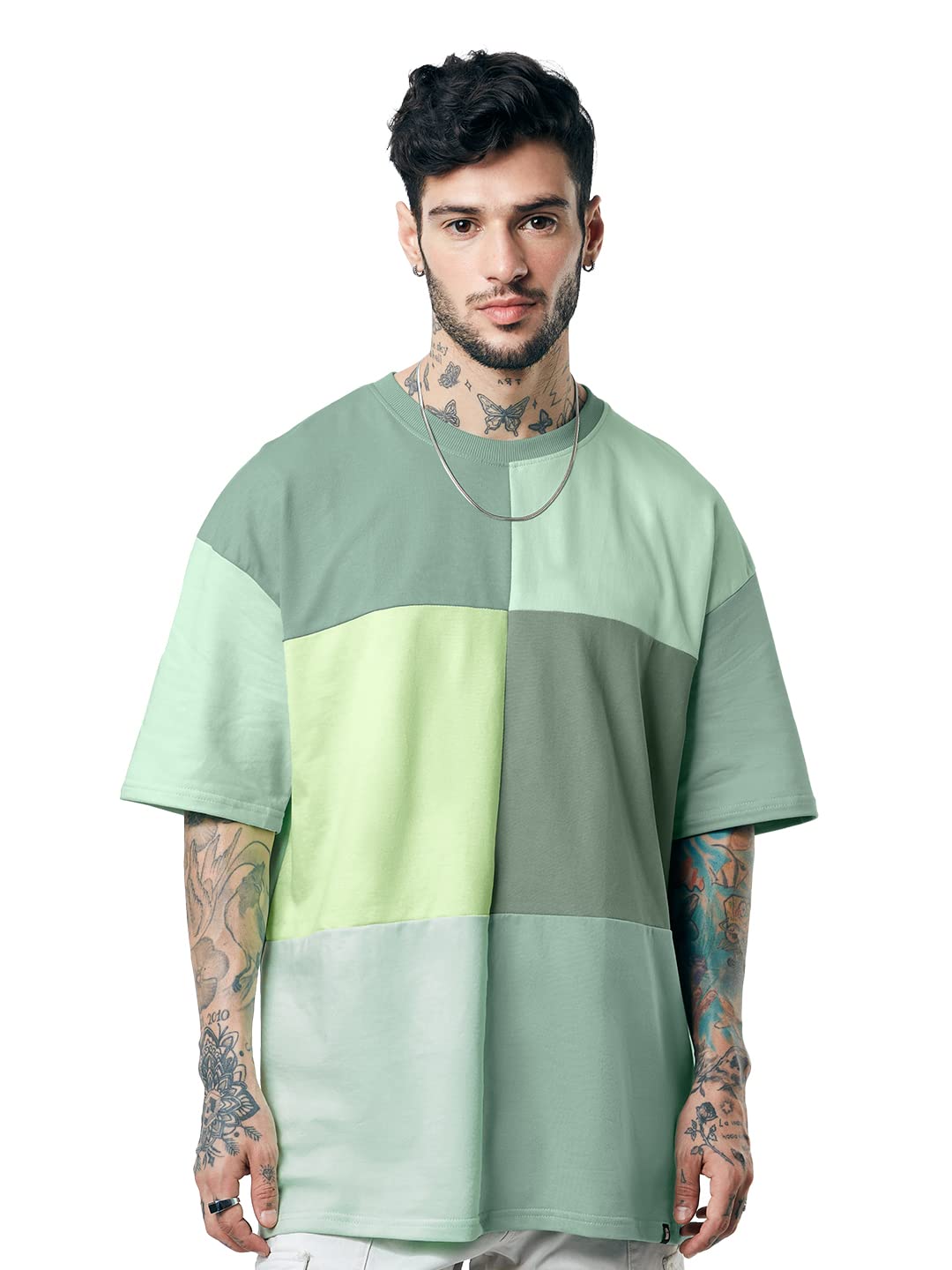 The Souled Store| Solids: Green Colourblock Mens and Boys T-Shirts