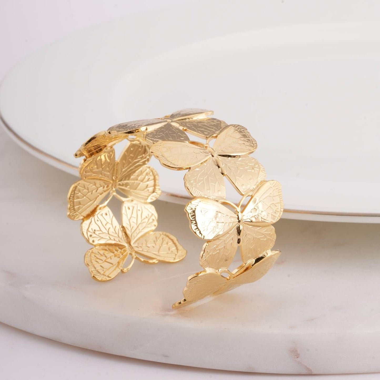 PALMONAS Floral Gold Cuff Bracelet for Women - Gift for Women & Girls, Women's Jewellery | Waterproof & Anti-Tarnish Bracelets