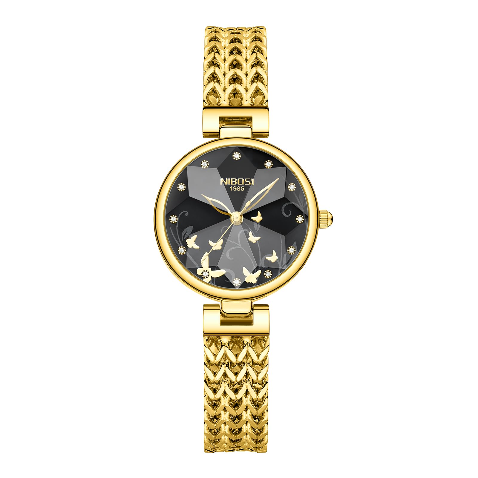 NIBOSI Watch for Woman Analog Quartz Diamond Rose Gold Women Watches  Stylish Elegant Waterproof Stainless Steel Wrist Watch Jewelry Bracelet  (Gold