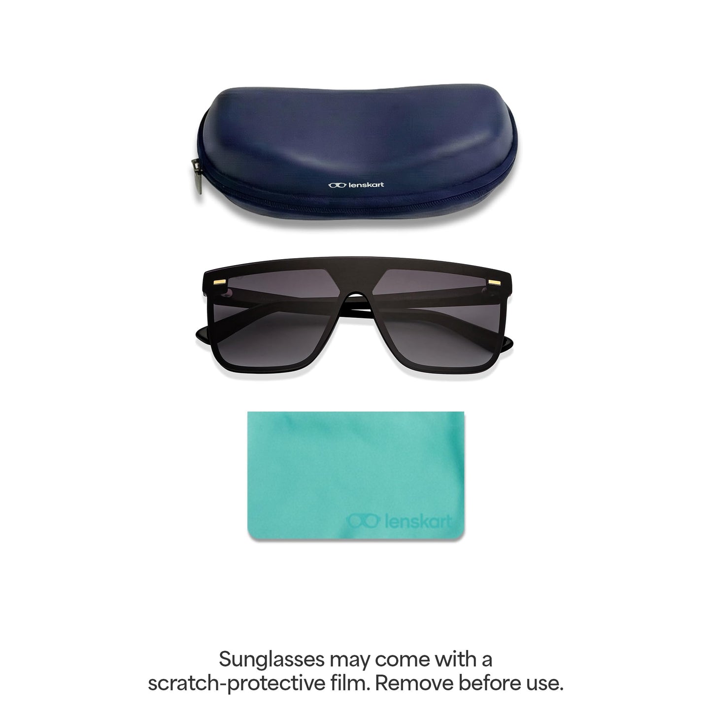 Vincent Chase By Lenskart | Black Full Rim Square| Polarized Stylish Sunglasses | 100% UV Protected | For Men & Women (Large, VC S14088)