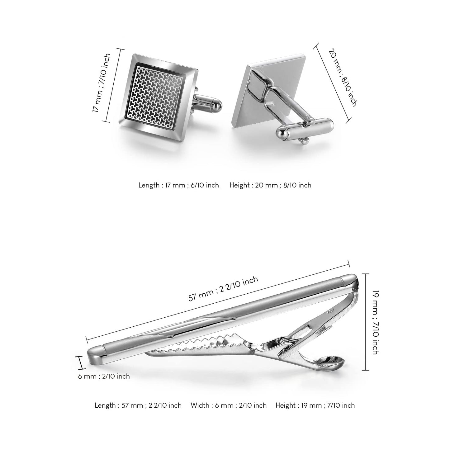 wynameleri Men's Cufflink and Tie Clip Set Fashion Designs with Luxury Gift Box for Party Business Wedding or Various Occasion, normal, Brass, metal