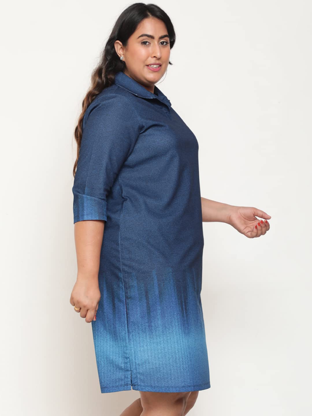 AMYDUS Plus Size Shirt Dress for Women | Smart Straight Fit | Collared Neck | Sweat Absorbing | XL to 9 XL Polo Dresses for Women Ombre Blue